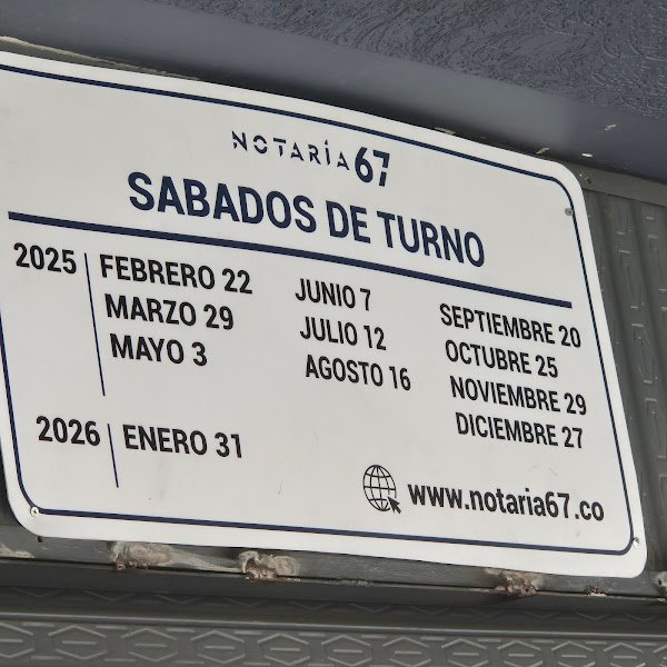 Fachada de la Notaría 67 de Bogotá